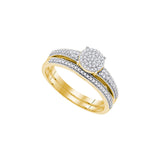 10k Yellow Gold Womens Diamond Cluster Bridal Wedding Engagement Ring Band Set 1/4 Cttw 91992 - shirin-diamonds