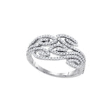 10kt White Gold Womens Round Diamond Curled Strand Band Ring 1/2 Cttw 92618 - shirin-diamonds