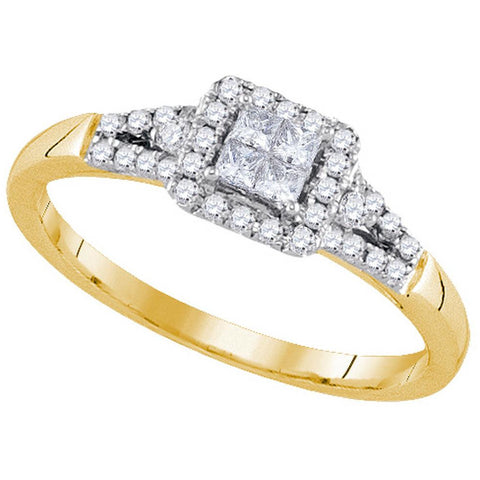 14kt Yellow Gold Womens Princess Diamond Square Frame Cluster Ring 1/3 Cttw 92695 - shirin-diamonds