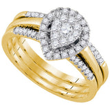 14k Yellow Gold Womens Amour Round Diamond Bridal Wedding Engagement Ring Band Set 1/2 Cttw 92706 - shirin-diamonds