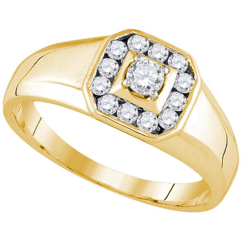 14kt Yellow Gold Mens Round Diamond Cluster Ring 1/2 Cttw 92723 - shirin-diamonds