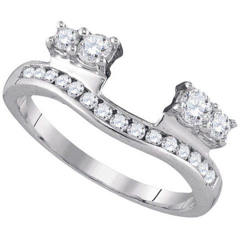 14kt White Gold Womens Round Diamond Ring Guard Wrap Solitaire Enhancer 1/2 Cttw 92800 - shirin-diamonds