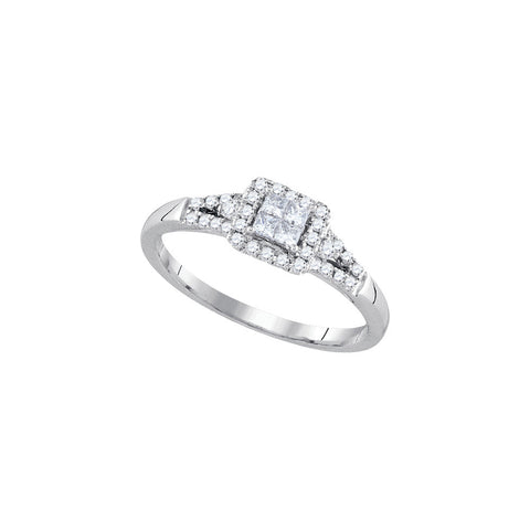 14kt White Gold Womens Princess Diamond Square Frame Cluster Ring 1/3 Cttw 92812 - shirin-diamonds