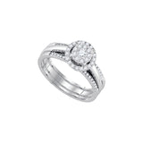 14kt White Gold Womens Round Diamond Bridal Wedding Engagement Ring Band Set 1/2 Cttw 92824 - shirin-diamonds