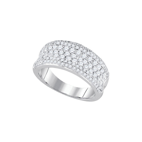 14k White Gold Womens Round Diamond Pave Wedding Anniversary Band Ring 1-1/3 Cttw 92848 - shirin-diamonds