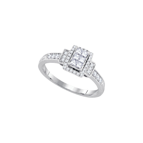 14kt White Gold Womens Princess Diamond Cluster Bridal Wedding Engagement Ring 3/8 Cttw 92871 - shirin-diamonds