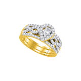 14kt Yellow Gold Womens Pear Diamond Entwined Bridal Wedding Engagement Ring Band Set 7/8 Cttw 92917 - shirin-diamonds