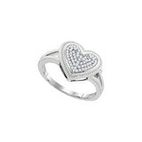 10kt White Gold Womens Round Diamond Rope Heart Love Cluster Ring 1/6 Cttw 93253 - shirin-diamonds