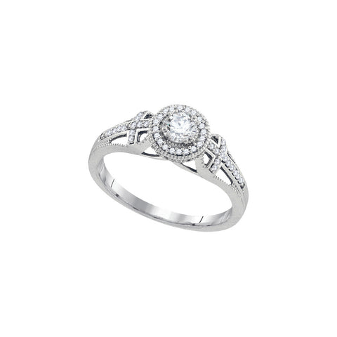 10k White Gold Womens Round Diamond Bridal Wedding Engagement Anniversary Ring 3/8 Cttw 93282 - shirin-diamonds