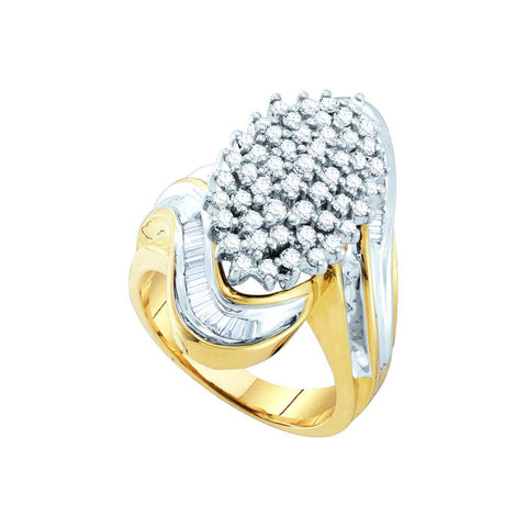 10kt Yellow Gold Womens Round Diamond Wide Cluster Ring 1.00 Cttw 9349 - shirin-diamonds