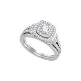 14kt White Gold Womens Diamond Round Double Halo Bridal Wedding Engagement Ring Band Set 1 Cttw 93694 - shirin-diamonds