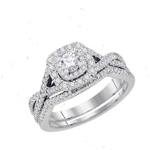 14kt White Gold Womens Round Diamond Twist Bridal Wedding Engagement Ring Band Set 3/4 Cttw (Certified) 93738 - shirin-diamonds