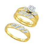 10kt Yellow Gold His & Hers Round Diamond Solitaire Matching Bridal Wedding Ring Band Set 1/4 Cttw 93848 - shirin-diamonds