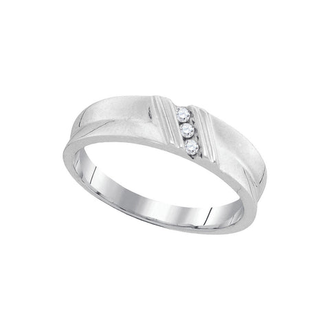 10k White Gold Round Diamond Channel-set Mens Masculine Lightweight Wedding Band Ring 1/20 Cttw 94004 - shirin-diamonds