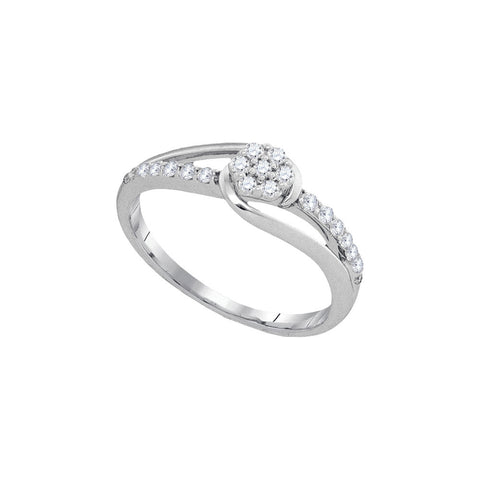 10kt White Gold Womens Round Diamond Flower Cluster Slender Ring 1/4 Cttw 94066 - shirin-diamonds