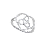 10kt White Gold Womens Round Diamond Heart Triquetra Trinity Ring 1/6 Cttw 94070 - shirin-diamonds