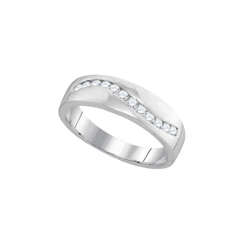 10k White Gold Round Diamond Channel-set Mens Masculine Lightweight Wedding Ring 1/4 Cttw 94076 - shirin-diamonds