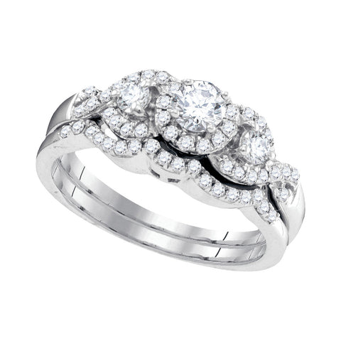 10k White Gold Womens Round Diamond Bridal Wedding Engagement Ring Band Set 5/8 Cttw 95319 - shirin-diamonds