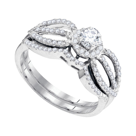 10kt White Gold Womens Round Diamond Bridal Wedding Engagement Ring Band Set 1/2 Cttw 95321 - shirin-diamonds