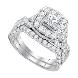 14kt White Gold Womens Princess Diamond Bridal Wedding Engagement Ring Band Set 2.00 Cttw 95533 - shirin-diamonds