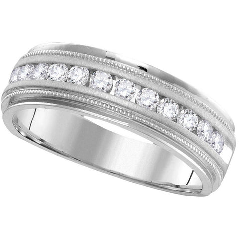 14kt White Gold Mens Round Diamond Band Wedding Anniversary Ring 1.00 Cttw 95692 - shirin-diamonds