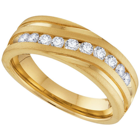 10kt Yellow Gold Mens Round Diamond Band Wedding Anniversary Ring 1/2 Cttw 96308 - shirin-diamonds