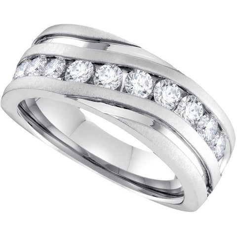 10kt White Gold Mens Round Diamond Band Wedding Anniversary Ring 1.00 Cttw 96309 - shirin-diamonds