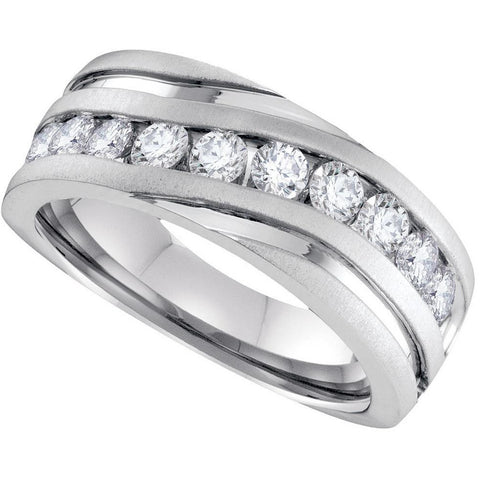 10k White Gold Mens Round Diamond Channel-set Wedding Anniversary Band 1/4 Cttw 96312 - shirin-diamonds