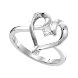 10kt White Gold Womens Round Diamond Heart Love Promise Bridal Ring 1/20 Cttw 96339 - shirin-diamonds