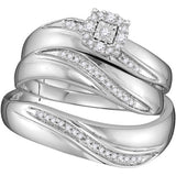 Sterling Silver His & Hers Round Diamond Solitaire Matching Bridal Wedding Ring Band Set 1/5 Cttw 96698 - shirin-diamonds