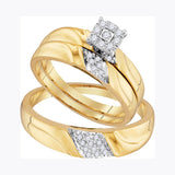 10kt Yellow Gold His & Hers Round Diamond Solitaire Matching Bridal Wedding Ring Band Set 1/5 Cttw 96726 - shirin-diamonds