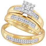 10kt Yellow Gold His & Hers Round Diamond Matching Bridal Wedding Ring Band Set 3/8 Cttw 96773 - shirin-diamonds