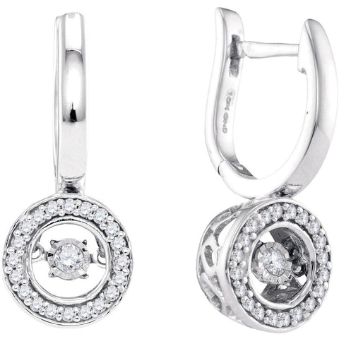 10kt White Gold Womens Round Diamond Moving Twinkle Dangle Earrings 1/3 Cttw 97072 - shirin-diamonds