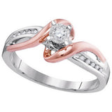 10kt White Rose Gold Womens Round Diamond Solitaire Bridal Wedding Engagement Ring 1/8 Cttw 97203 - shirin-diamonds