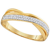 10kt Yellow Gold Womens Round Diamond Crossover Band Ring 1/8 Cttw 97253 - shirin-diamonds