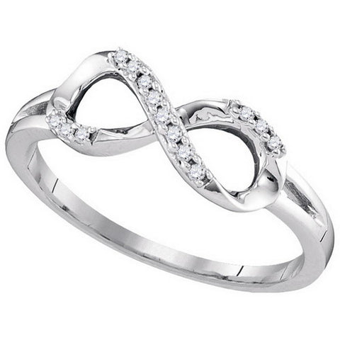 10kt White Gold Womens Round Diamond Infinity Ring 1/12 Cttw 97308 - shirin-diamonds