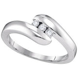10kt White Gold Womens Round Diamond 3-stone Promise Bridal Ring 1/8 Cttw 97455 - shirin-diamonds