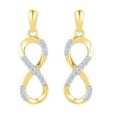 10k Yellow Gold Womens Round Diamond Infinity Dangle Screwback Earrings 1/10 Cttw 97524 - shirin-diamonds