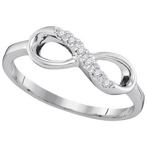 10kt White Gold Womens Round Diamond Infinity Band Ring 1/20 Cttw 97540 - shirin-diamonds