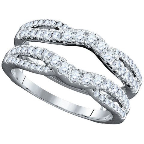 14kt White Gold Womens Round Diamond Ring Guard Wrap Ring Guard Enhancer 5/8 Cttw 98090 - shirin-diamonds