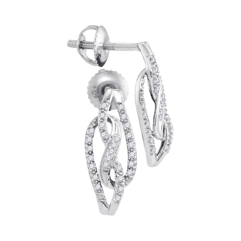 10kt White Gold Womens Round Diamond Infinity Screwback Stud Earrings 1/6 Cttw 98324 - shirin-diamonds