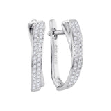 10kt White Gold Womens Round Pave-set Diamond Hoop Earrings 1/6 Cttw 98338 - shirin-diamonds