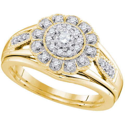 10kt Yellow Gold Womens Diamond Round Bridal Wedding Engagement Ring Band Set 1/3 Cttw 98391 - shirin-diamonds