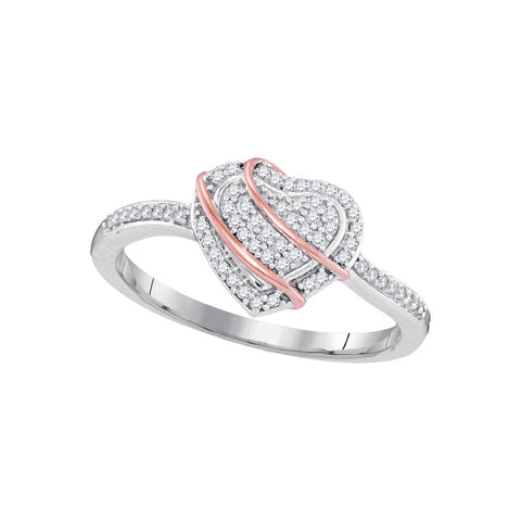 10kt White Gold Womens Round Diamond Heart Cluster Ring 1/6 Cttw 98452 - shirin-diamonds