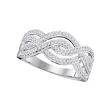 10kt White Gold Womens Round Diamond Wave Crossover Band Ring 1/4 Cttw 98453 - shirin-diamonds