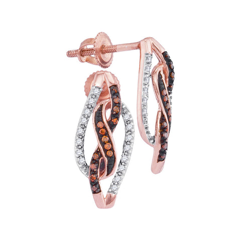 10kt Rose Gold Womens Round Red Colored Diamond Infinity Screwback Earrings 1/6 Cttw 98468 - shirin-diamonds