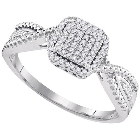 10kt White Gold Womens Diamond Square Cluster Tapered Bridal Wedding Engagement Ring 1/6 Cttw 99410 - shirin-diamonds