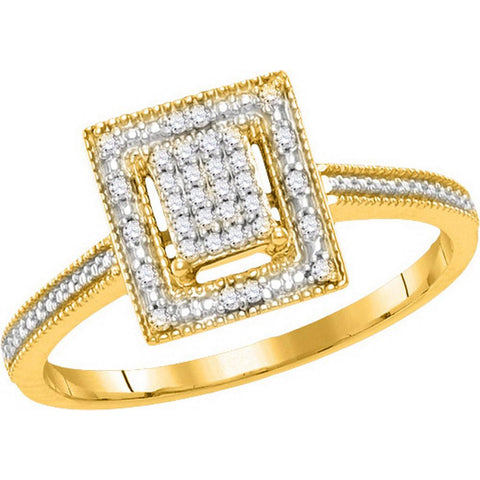 10kt Yellow Gold Womens Round Diamond Square Cluster Ring 1/10 Cttw 99521 - shirin-diamonds