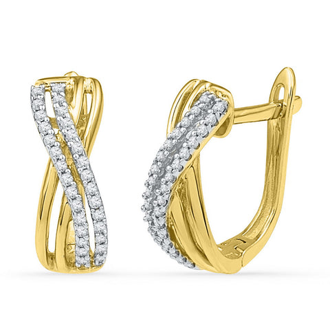 10kt Yellow Gold Womens Round Diamond Hoop Earrings 1/5 Cttw 99832 - shirin-diamonds