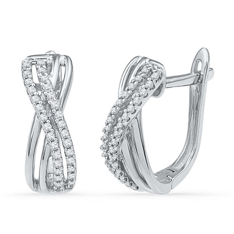 10kt White Gold Womens Round Diamond Hoop Earrings 1/5 Cttw 99833 - shirin-diamonds